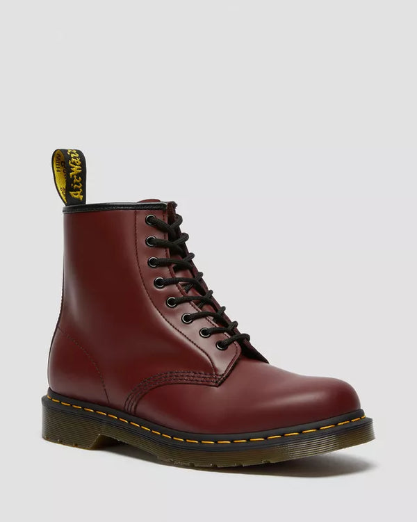Boots 1460 en cuir Smooth à lacets Rouge