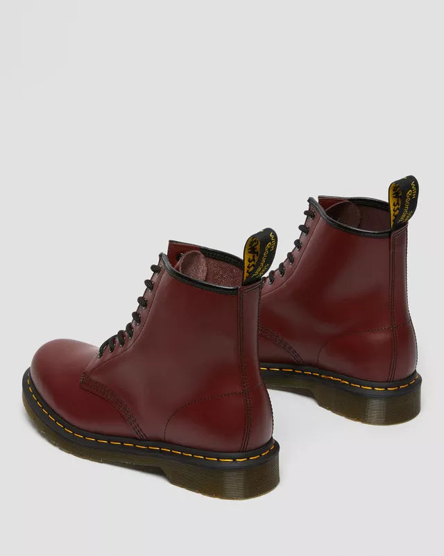 Boots 1460 en cuir Smooth à lacets Rouge