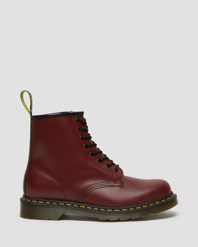 Boots 1460 en cuir Smooth à lacets Rouge