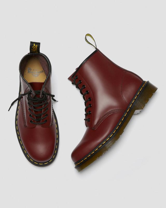 Boots 1460 en cuir Smooth à lacets Rouge