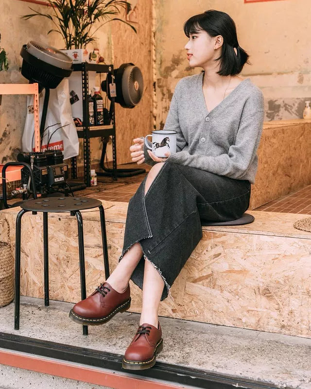 Chaussures 1461 Rouge en cuir Smooth