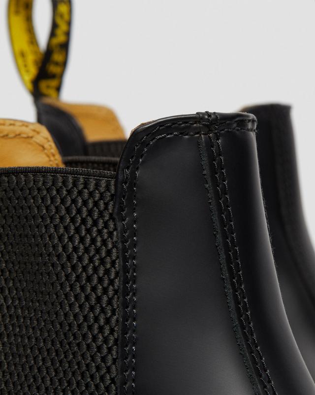 Chelsea boots 2976 Noir à surpiqûre jaune en cuir lisse