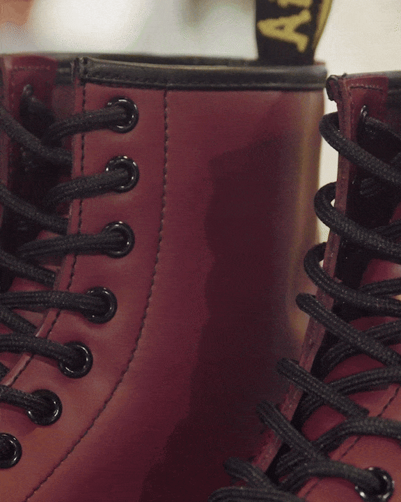 Boots 1460 en cuir Smooth à lacets Rouge